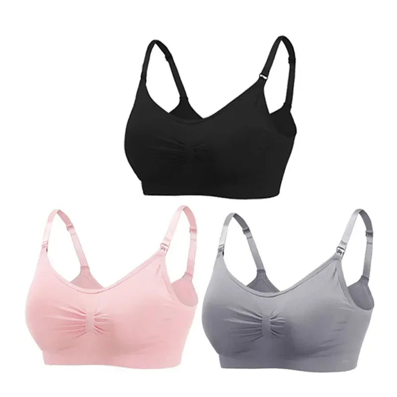 Snugify 3PC Maternity Nursing Bras – Soft Cotton Breastfeeding Comfort for Moms - M