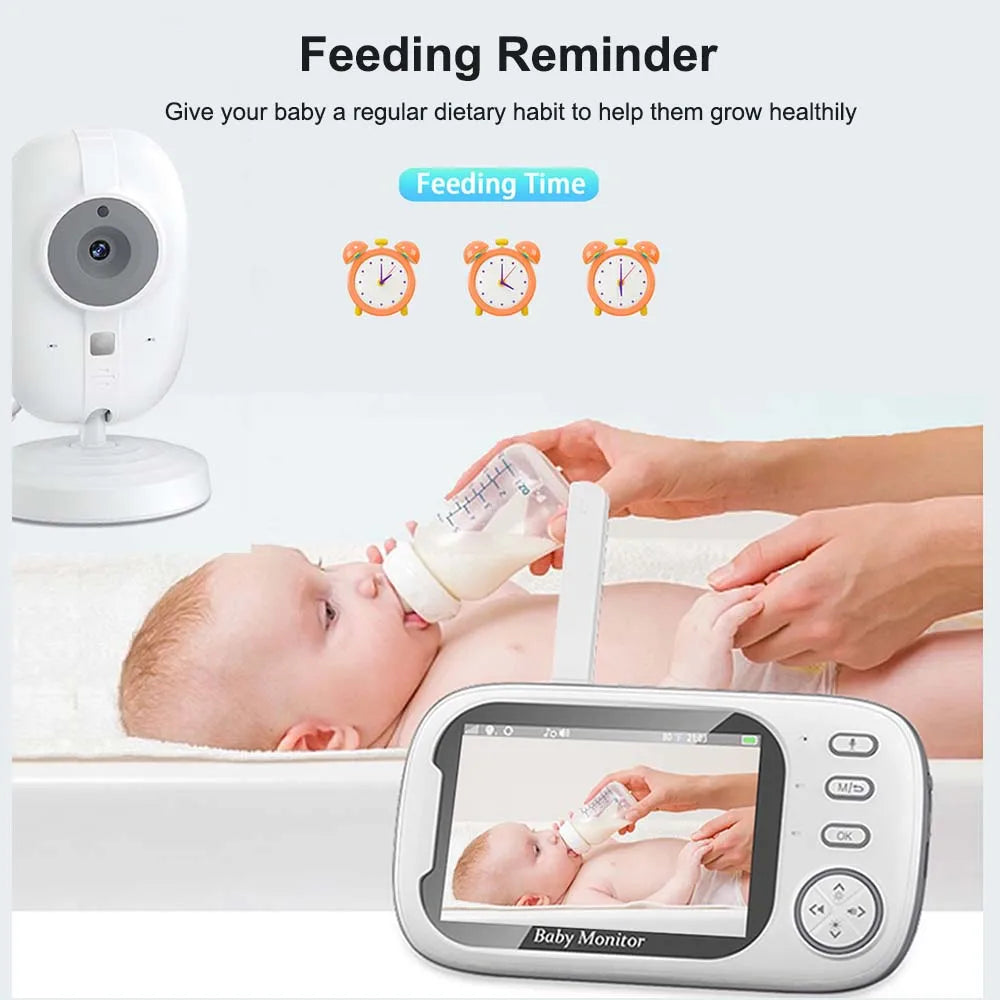 Snugify 3.5" Video Baby Monitor with 2-Way Audio, Night Vision & Breastfeeding Reminder