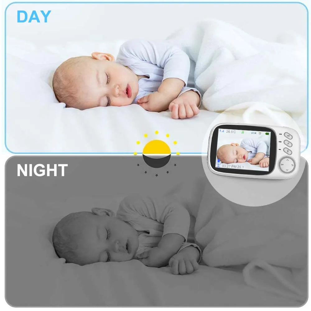 Snugify 3.5" Video Baby Monitor with 2-Way Audio, Night Vision & Breastfeeding Reminder