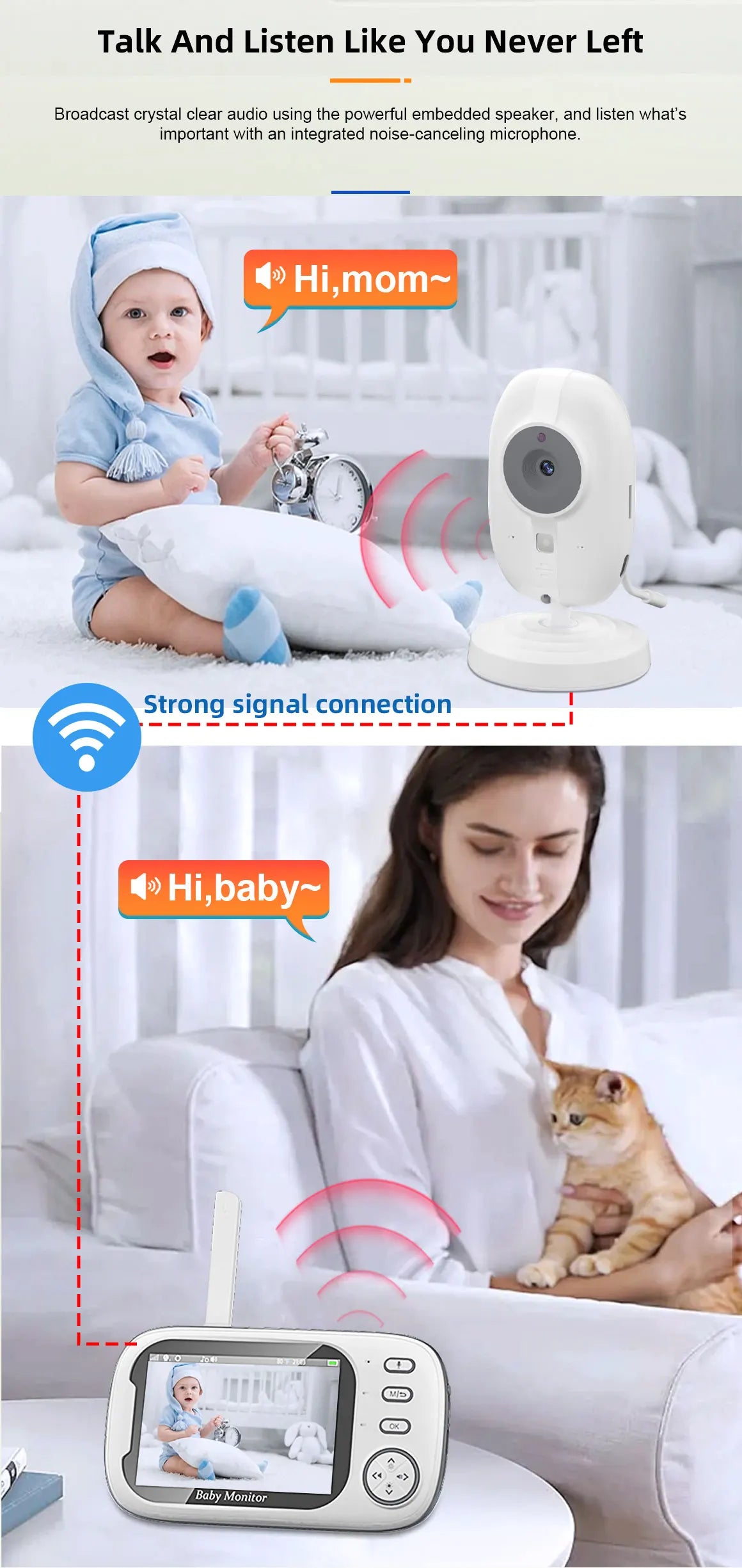 Snugify 3.5" Video Baby Monitor with 2-Way Audio, Night Vision & Breastfeeding Reminder