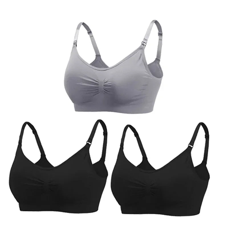 Snugify 3PC Maternity Nursing Bras – Soft Cotton Breastfeeding Comfort for Moms - M