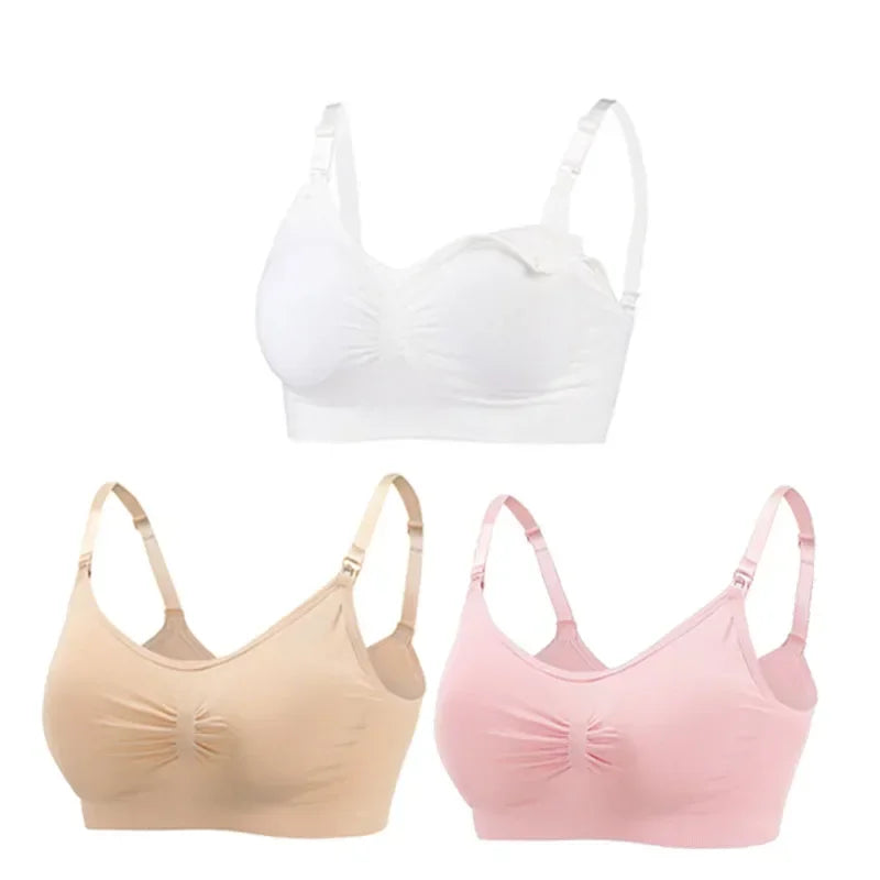 Snugify 3PC Maternity Nursing Bras – Soft Cotton Breastfeeding Comfort for Moms - M