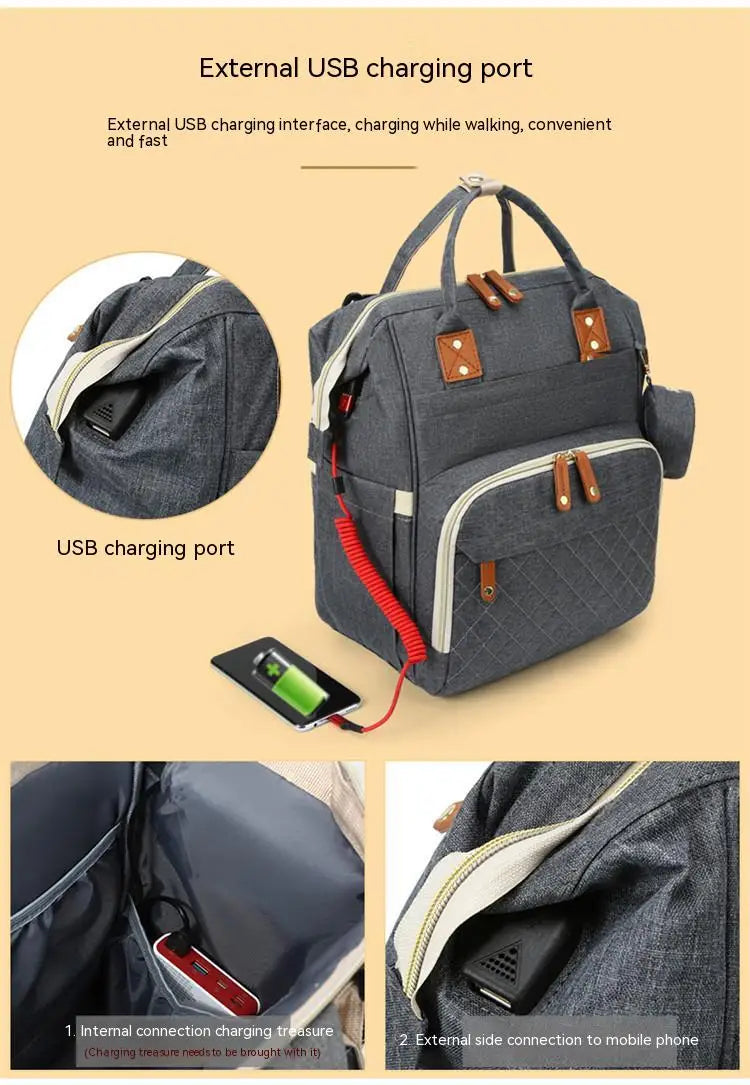 Snugify Fashion Mommy & Baby Diaper Bag Backpack with USB Charging – Stylish & Functional