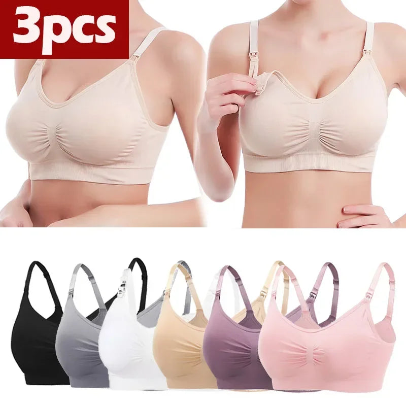 Snugify 3PC Maternity Nursing Bras – Soft Cotton Breastfeeding Comfort for Moms - M