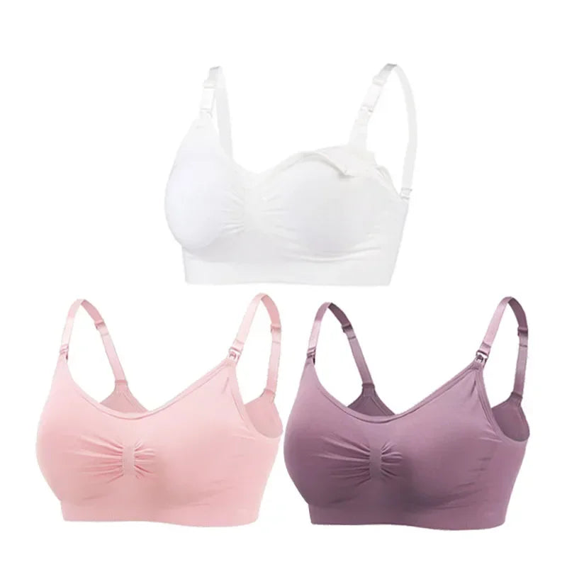 Snugify 3PC Maternity Nursing Bras – Soft Cotton Breastfeeding Comfort for Moms - M