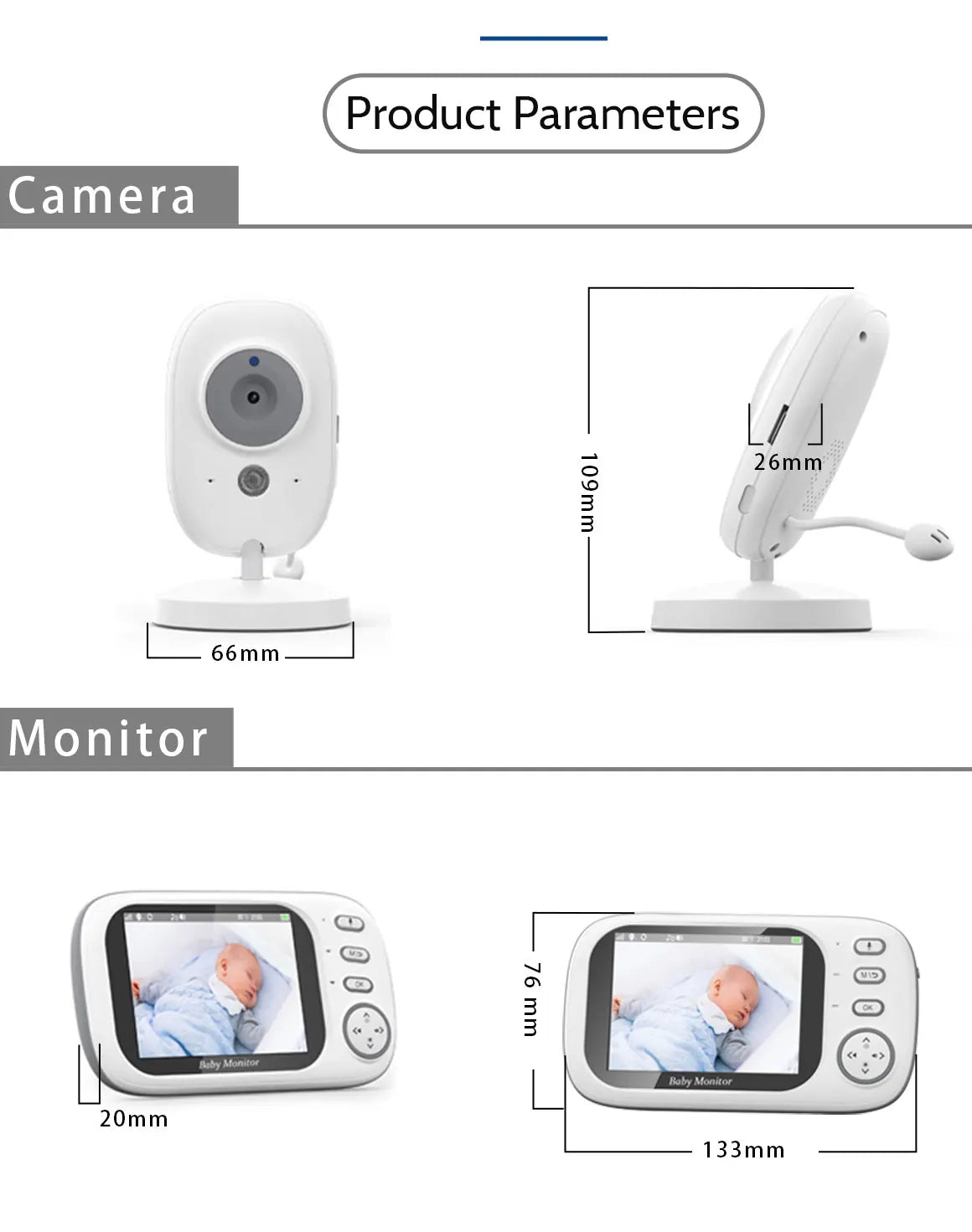 Snugify 3.5" Video Baby Monitor with 2-Way Audio, Night Vision & Breastfeeding Reminder