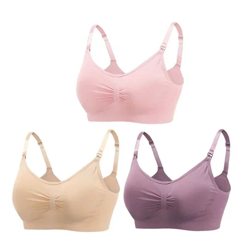 Snugify 3PC Maternity Nursing Bras – Soft Cotton Breastfeeding Comfort for Moms - M