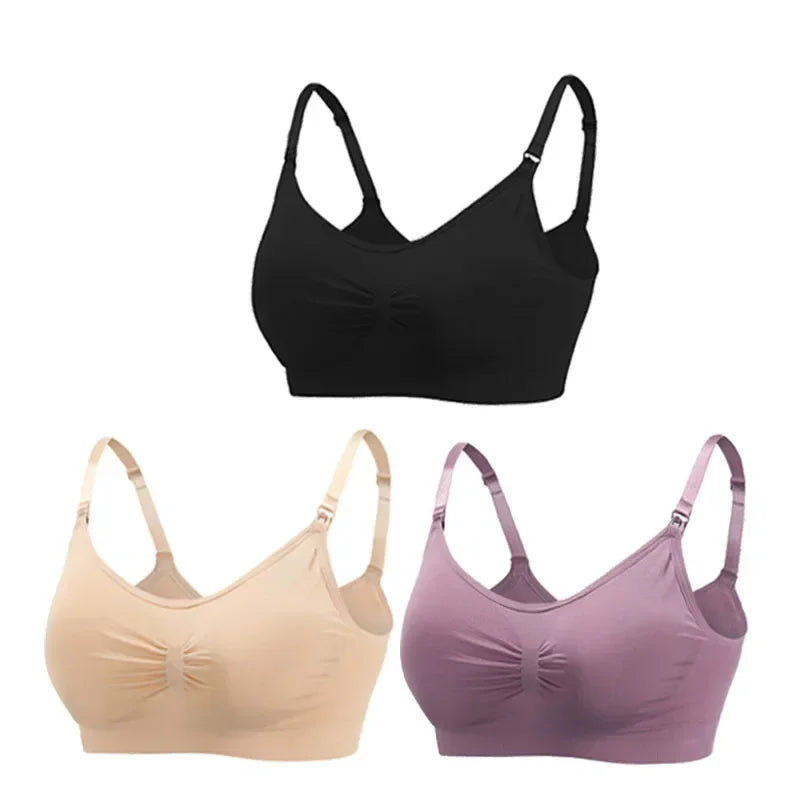 Snugify 3PC Maternity Nursing Bras – Soft Cotton Breastfeeding Comfort for Moms - M