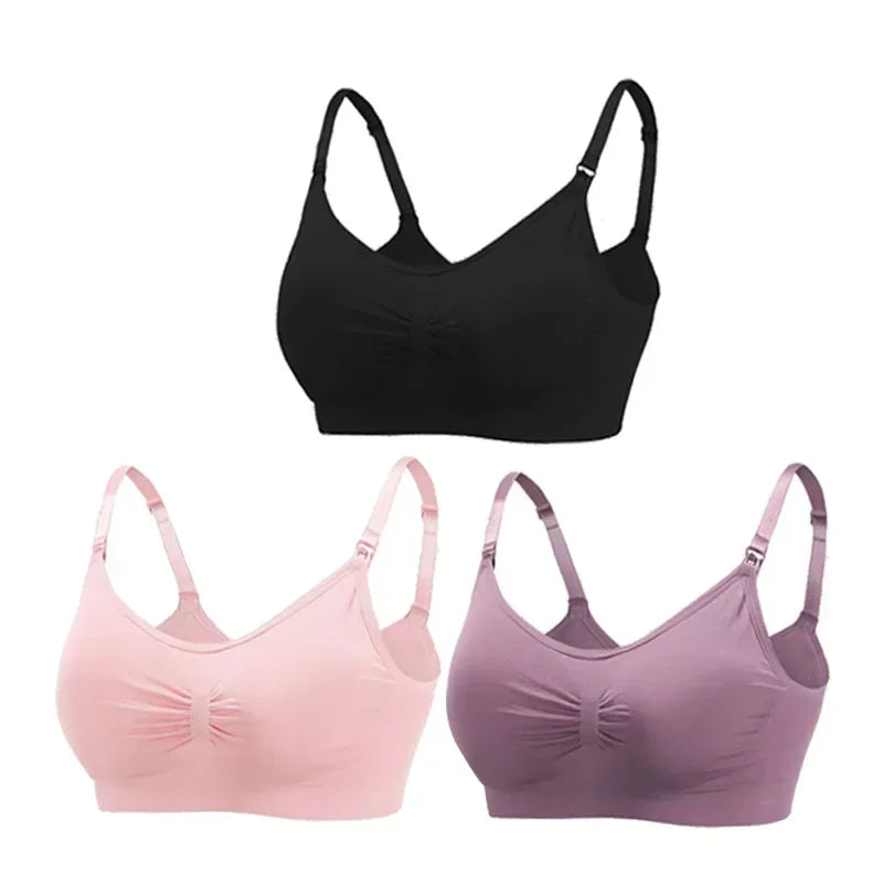 Snugify 3PC Maternity Nursing Bras – Soft Cotton Breastfeeding Comfort for Moms - M