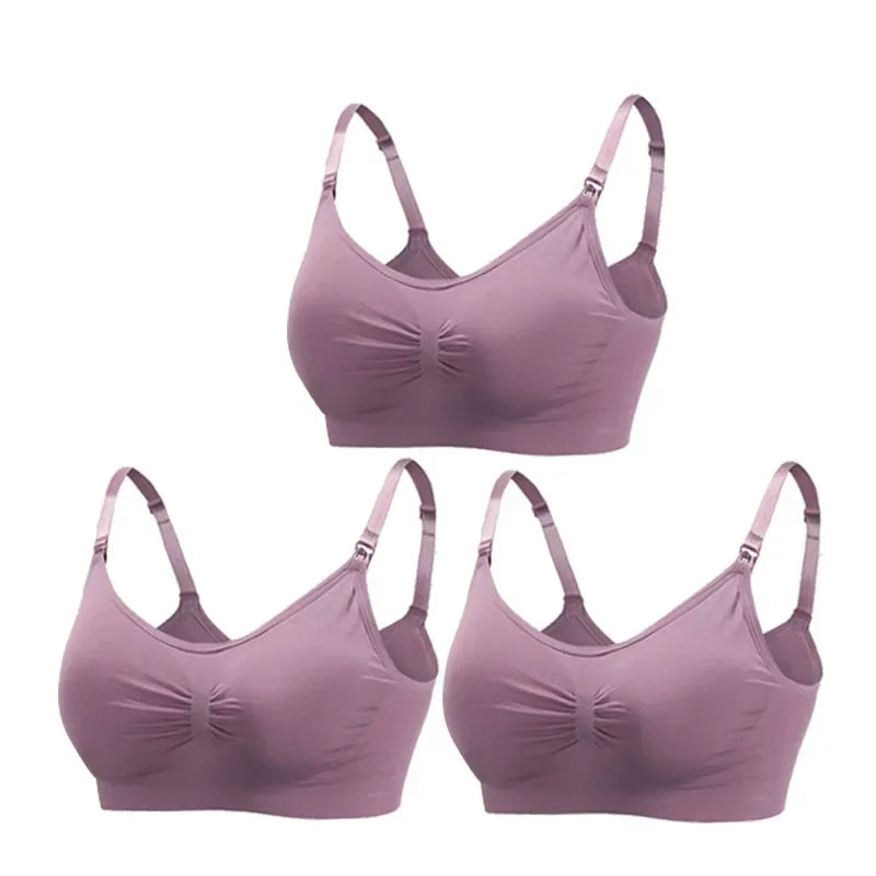 Snugify 3PC Maternity Nursing Bras – Soft Cotton Breastfeeding Comfort for Moms - M