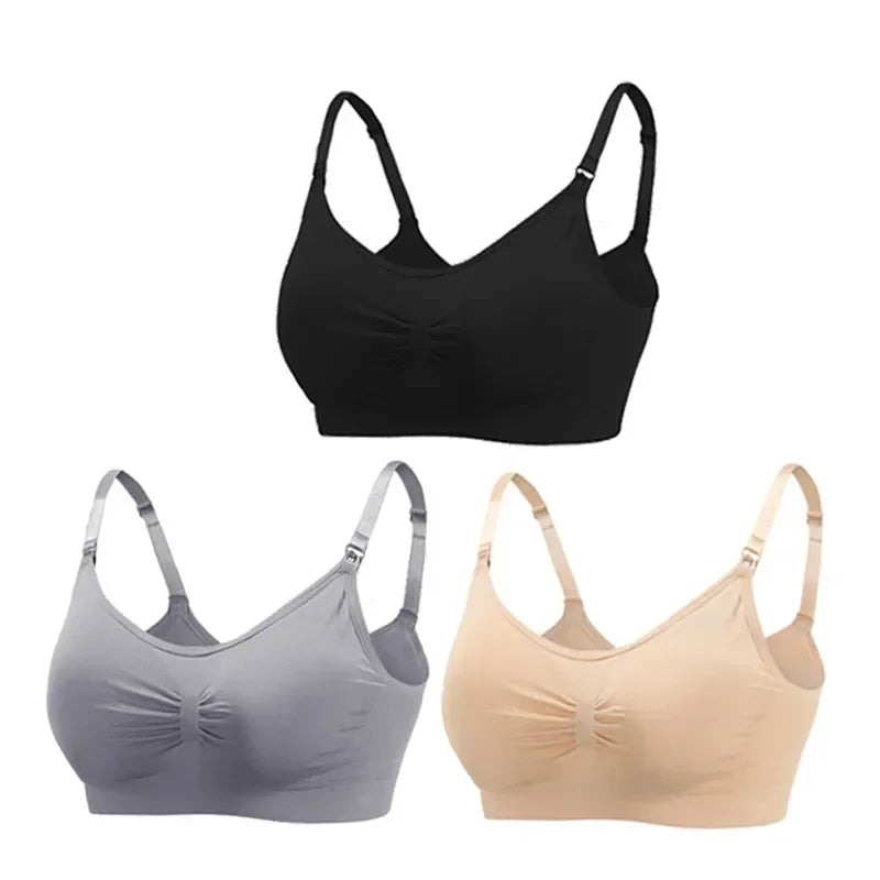 Snugify 3PC Maternity Nursing Bras – Soft Cotton Breastfeeding Comfort for Moms - M