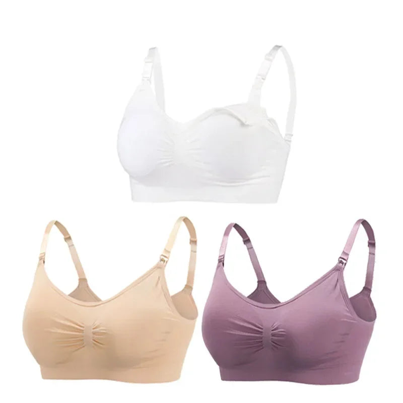 Snugify 3PC Maternity Nursing Bras – Soft Cotton Breastfeeding Comfort for Moms - M