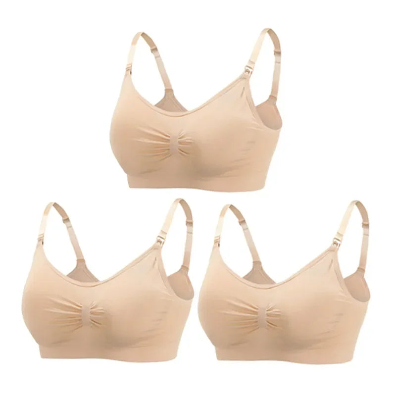 Snugify 3PC Maternity Nursing Bras – Soft Cotton Breastfeeding Comfort for Moms - M