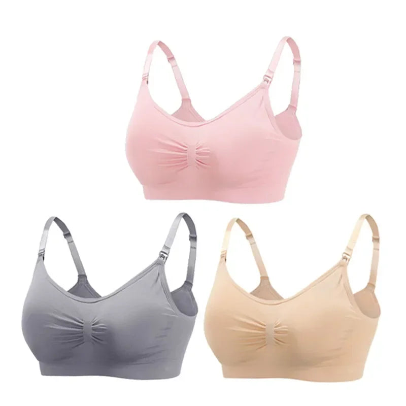 Snugify 3PC Maternity Nursing Bras – Soft Cotton Breastfeeding Comfort for Moms - M