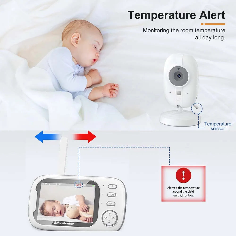 Snugify 3.5" Video Baby Monitor with 2-Way Audio, Night Vision & Breastfeeding Reminder