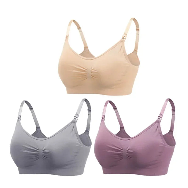 Snugify 3PC Maternity Nursing Bras – Soft Cotton Breastfeeding Comfort for Moms - M