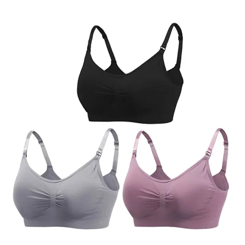 Snugify 3PC Maternity Nursing Bras – Soft Cotton Breastfeeding Comfort for Moms - M