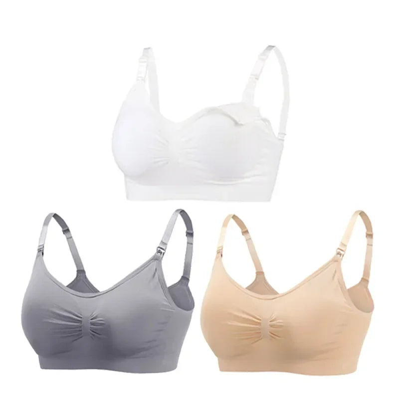 Snugify 3PC Maternity Nursing Bras – Soft Cotton Breastfeeding Comfort for Moms - M