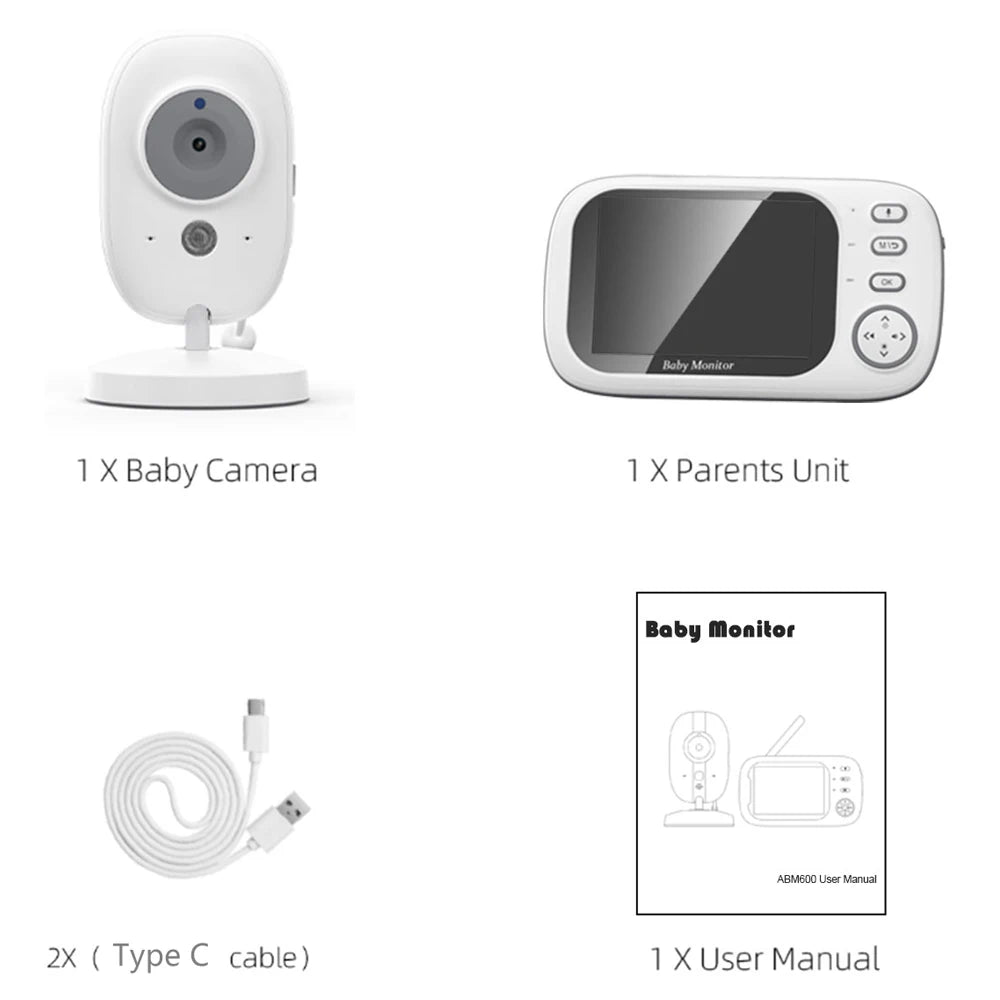 Snugify 3.5" Video Baby Monitor with 2-Way Audio, Night Vision & Breastfeeding Reminder